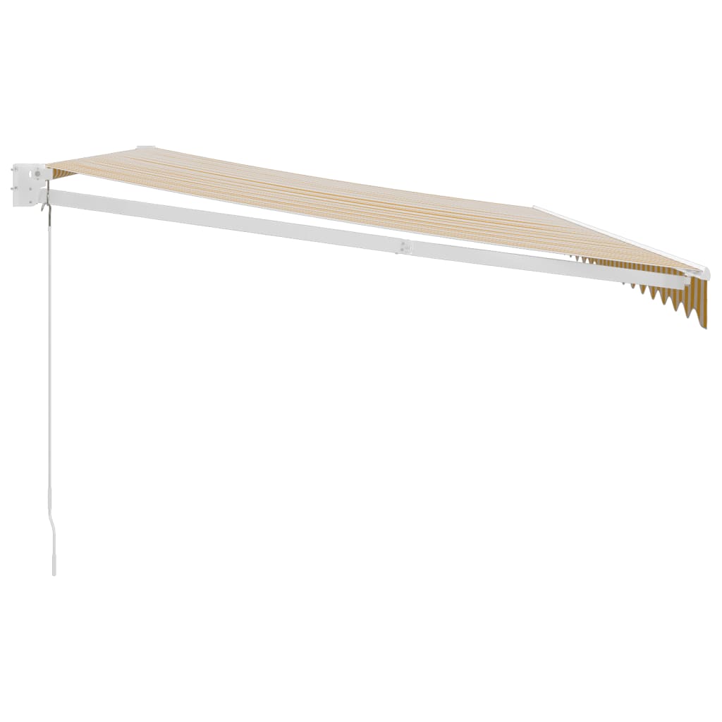 Retractable Awning Yellow and White 5x3 m Fabric and Aluminium