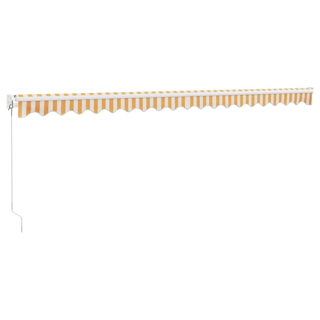 Retractable Awning Yellow and White 5x3 m Fabric and Aluminium