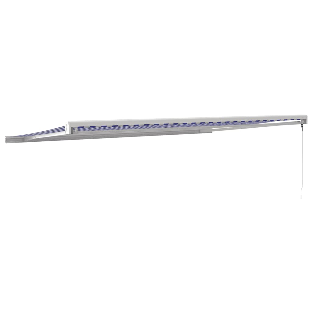 vidaXL Retractable Awning Blue and White 5x3 m Fabric and Aluminium