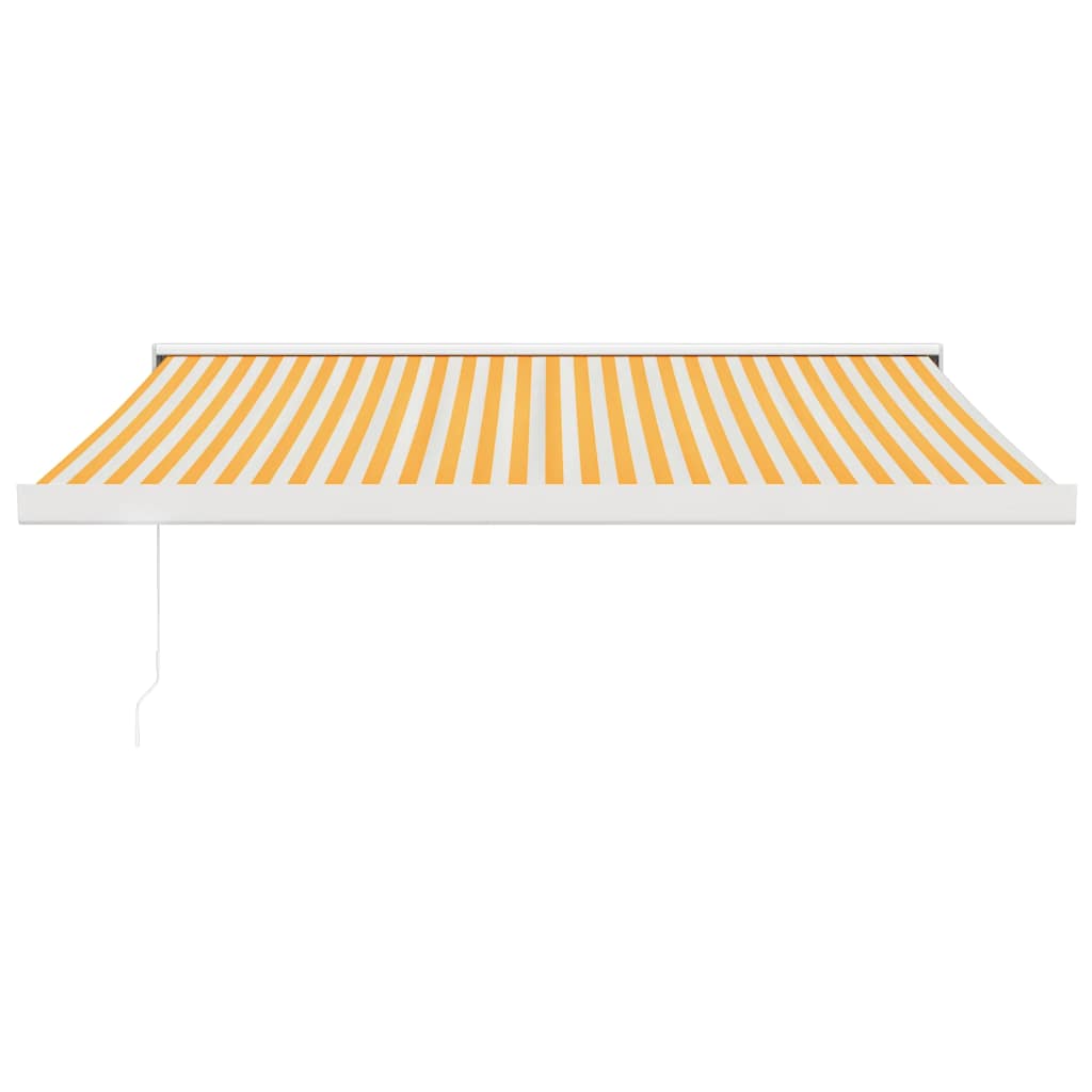 Retractable Awning Yellow and White 3x2.5 m Fabric and Aluminium
