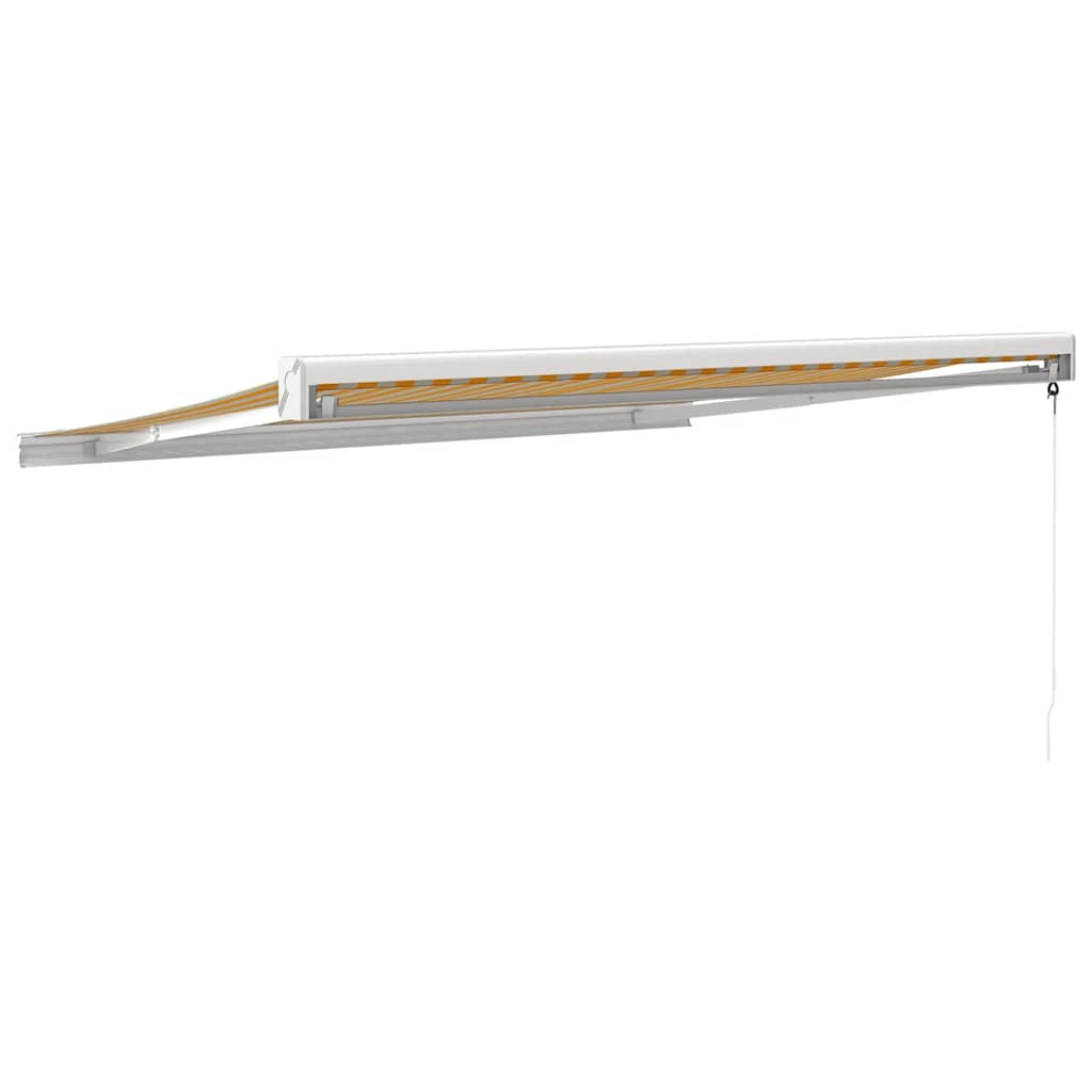 Retractable Awning Yellow and White 3.5x2.5 m Fabric and Aluminium