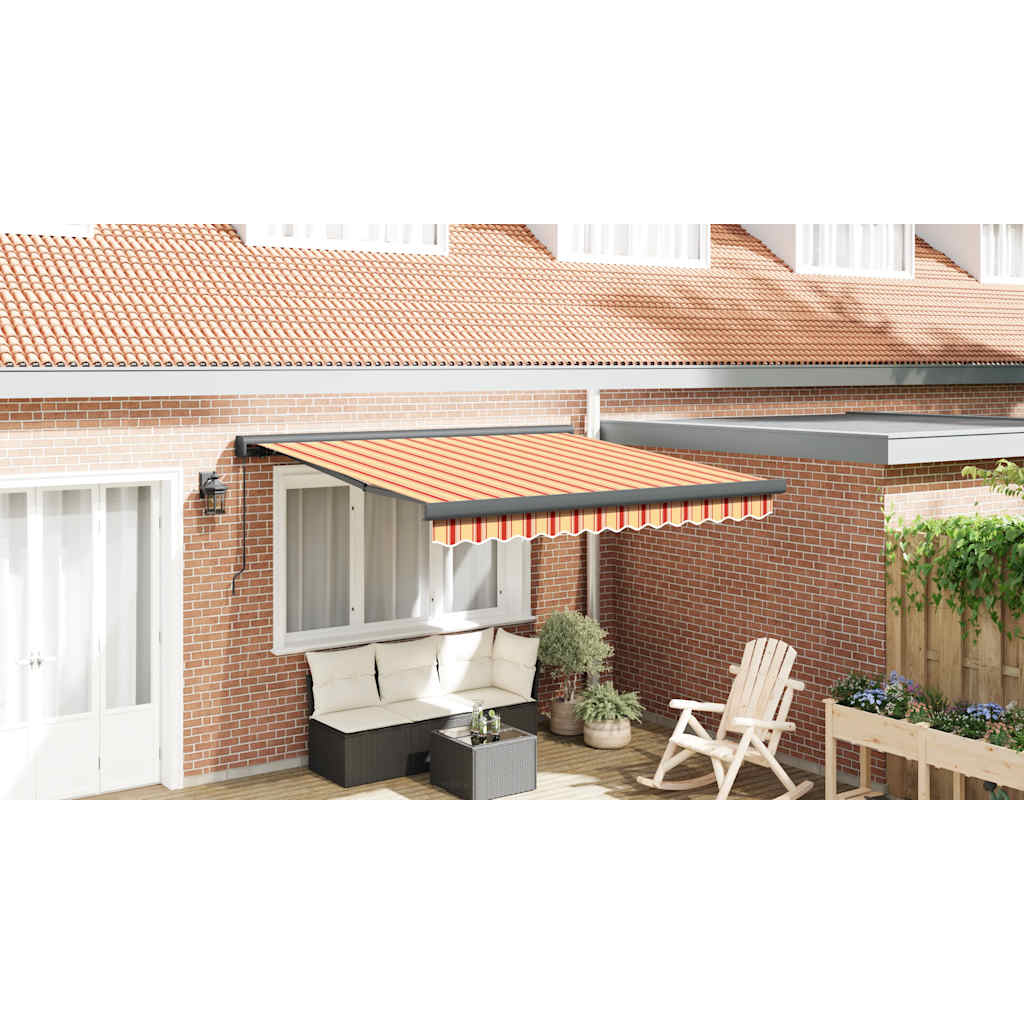 Retractable Awning Yellow and White 3x2.5 m Fabric and Aluminium