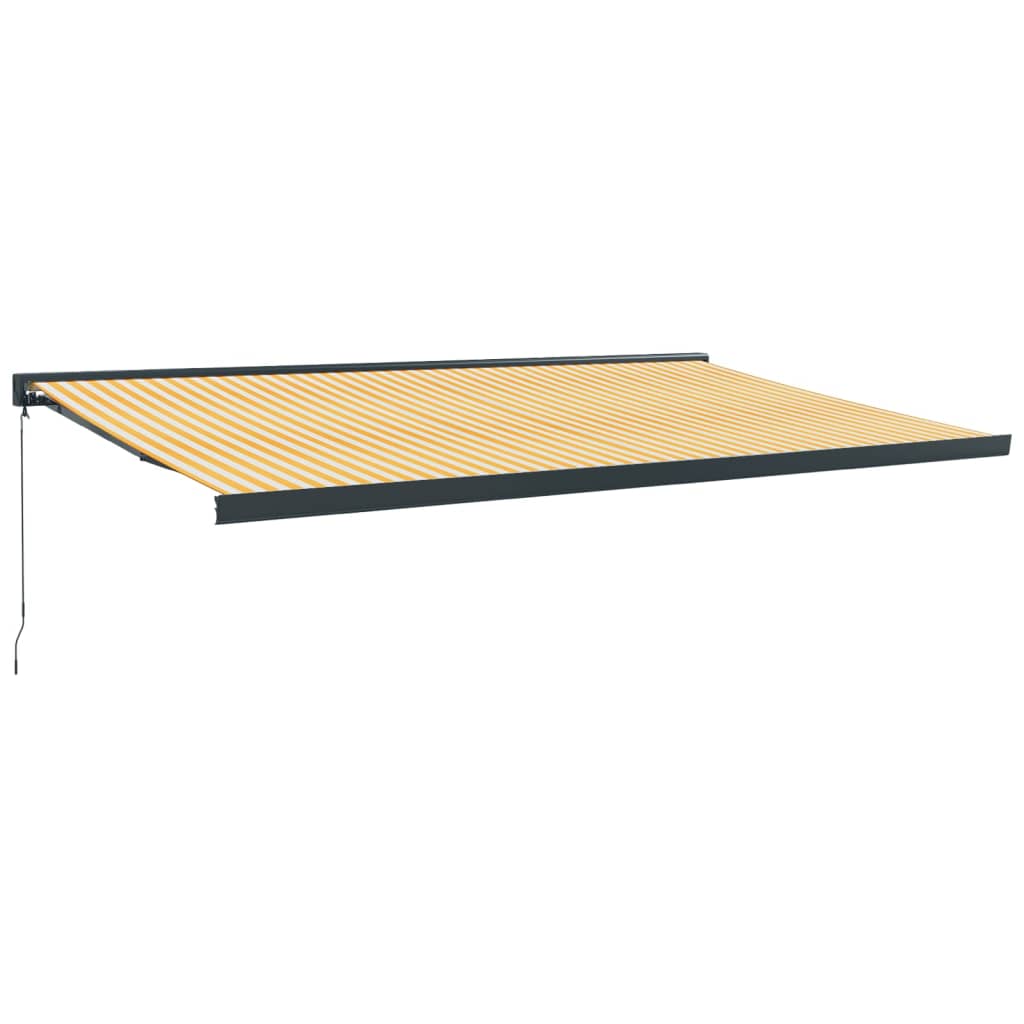 vidaXL Retractable Awning Yellow and White 5x3 m Fabric and Aluminium