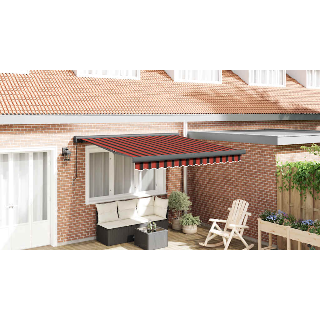 Retractable Awning Orange and Brown 3.5x2.5 m Fabric and Aluminium