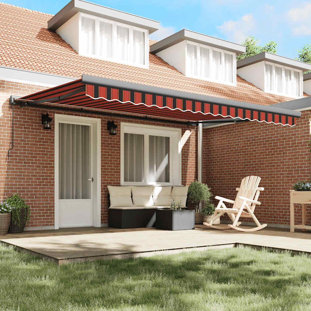 Retractable Awning Orange and Brown 4.5x3 m Fabric and Aluminium