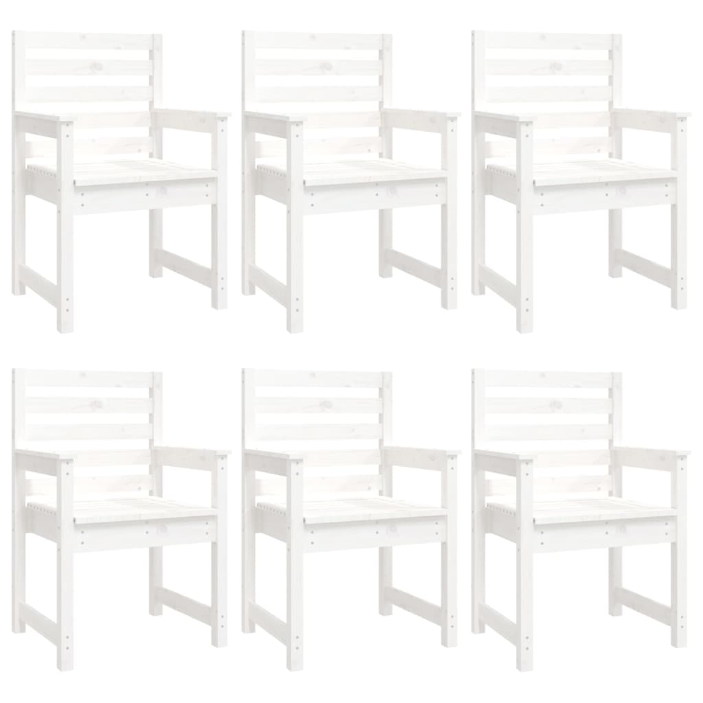 7 Piece Garden Dining Set White Solid Wood Pine