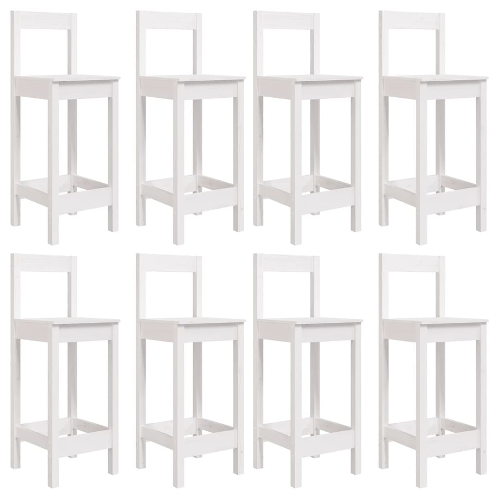 9 Piece Garden Bar Set White Solid Wood Pine