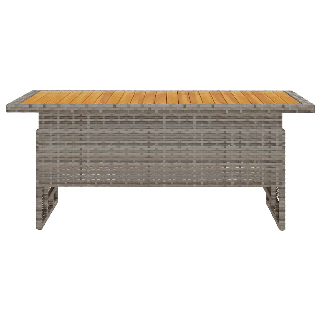 Garden Table Grey 100x50x43/63 cm Solid Wood Acacia&Poly Rattan