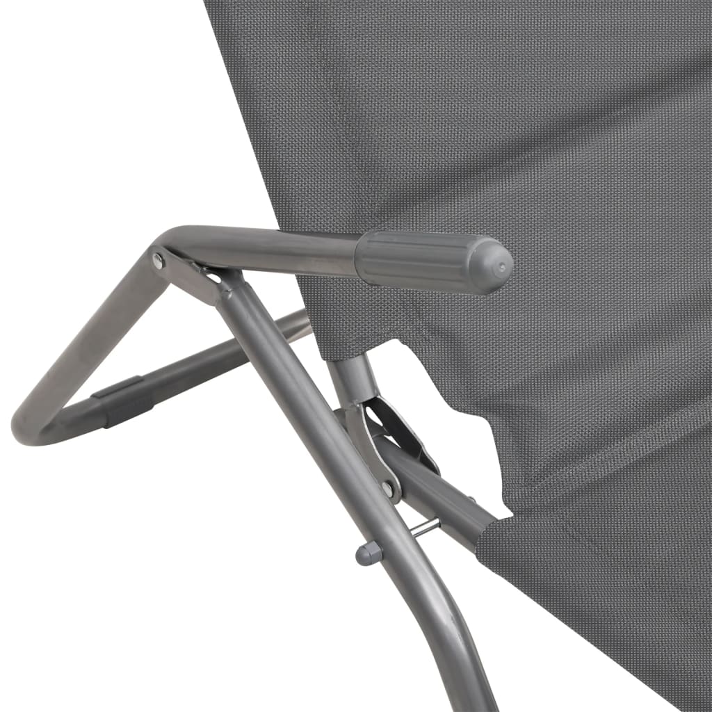 Folding Sun Loungers 2 pcs Grey Textilene&Powder-coated Steel