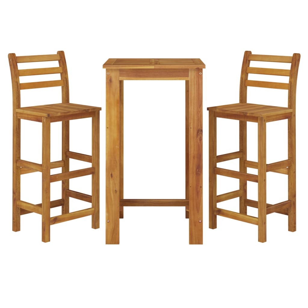 3 Piece Garden Bar Set Solid Wood Acacia