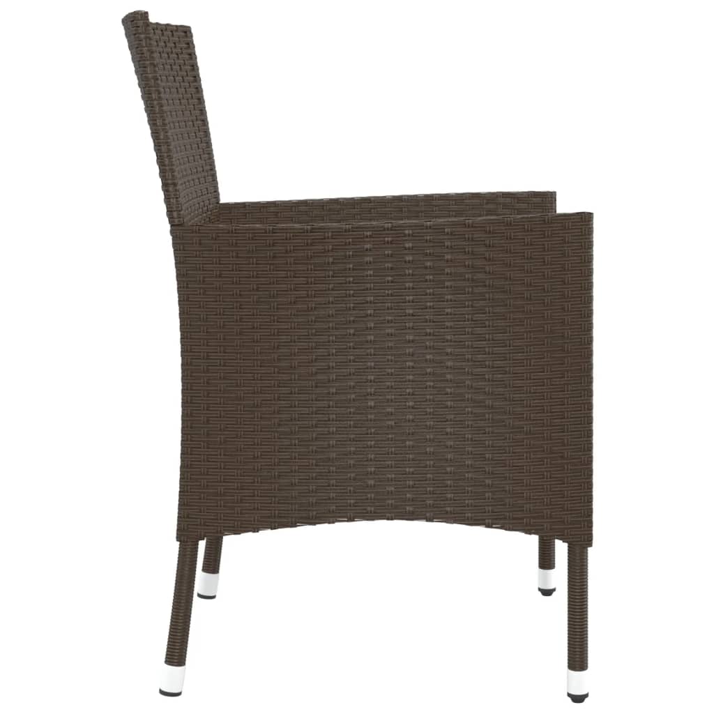 Garden Chairs with Cushions 2 pcs Brown Poly Rattan (UK/IE/FI/NO only)