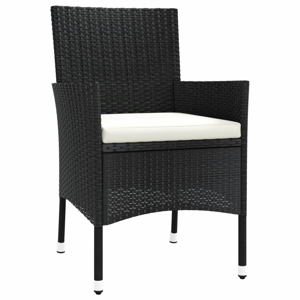 Garden Chairs with Cushions 2 pcs Black Poly Rattan (UK/IE/FI/NO only)