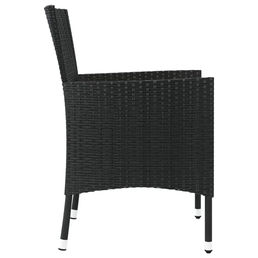 Garden Chairs with Cushions 2 pcs Black Poly Rattan (UK/IE/FI/NO only)