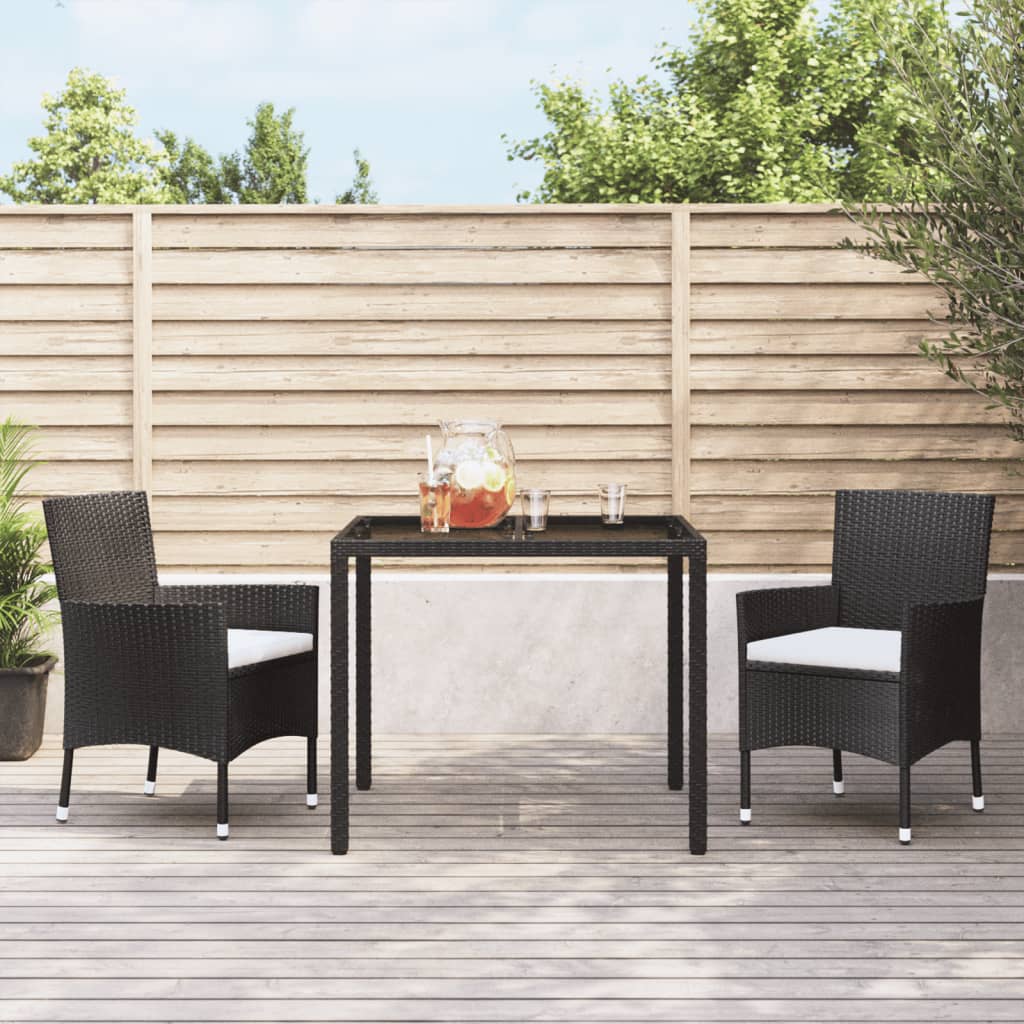 Garden Chairs with Cushions 2 pcs Black Poly Rattan (UK/IE/FI/NO only)