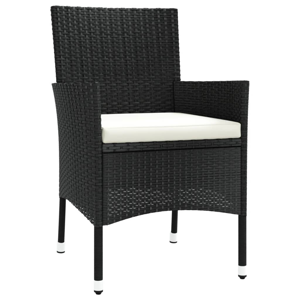 Garden Chairs with Cushions 4 pcs Black Poly Rattan (UK/IE/FI/NO only)