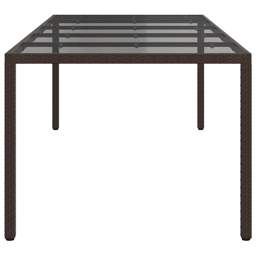 Garden Dining Table Brown 250 x 100 x 75 cm Poly rattan