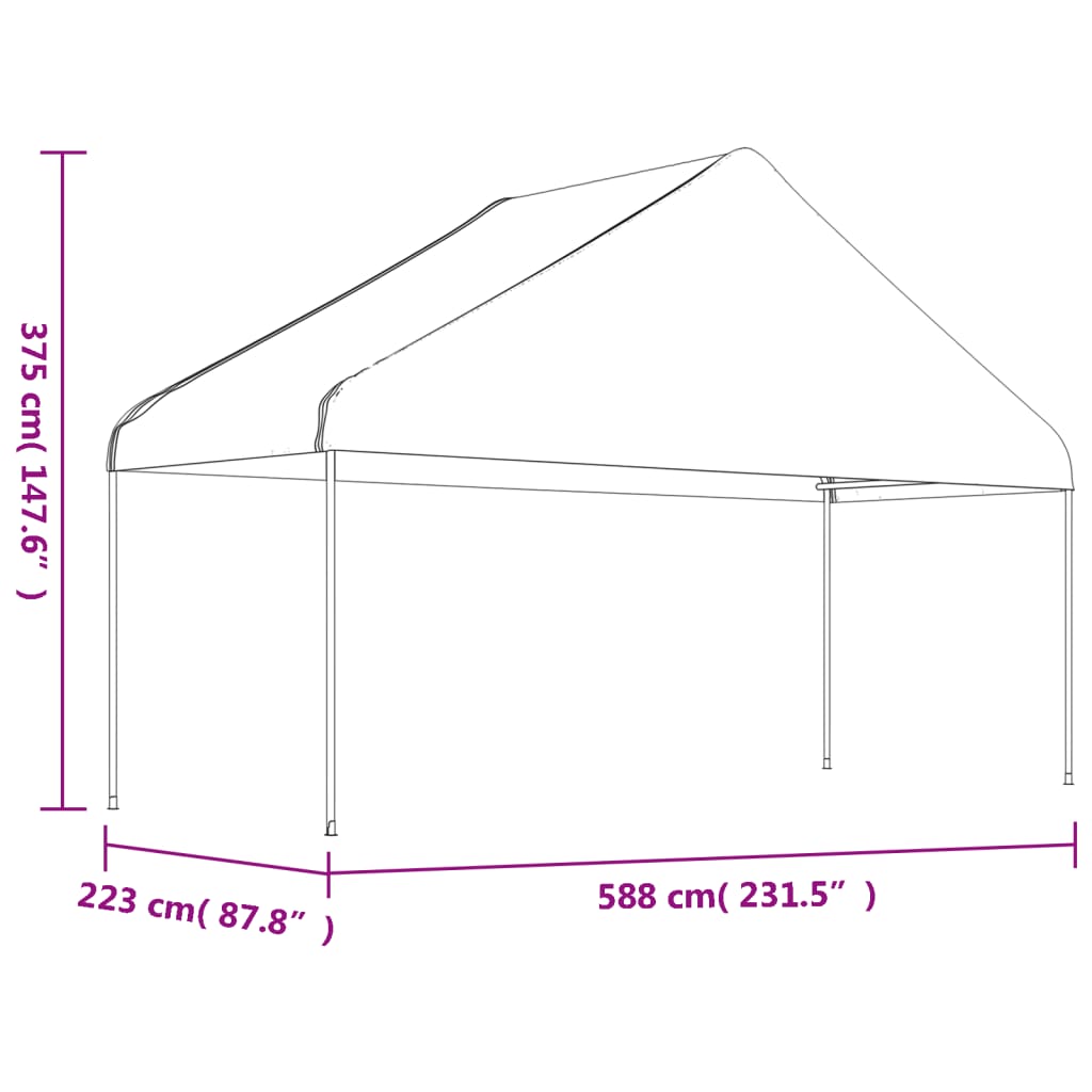 Gazebo with Roof White 5.88x2.23x3.75 m Polyethylene