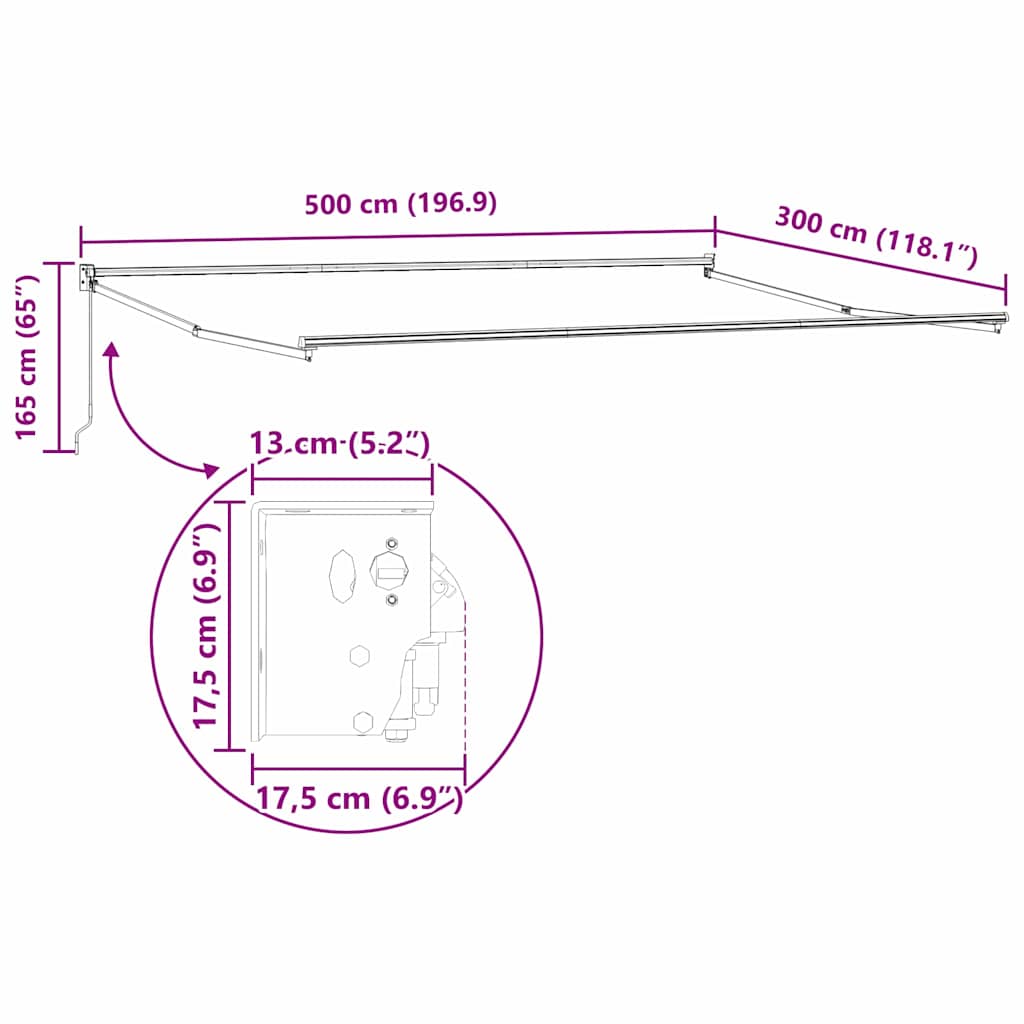 Awning Manual White 5 x 3 m Metal