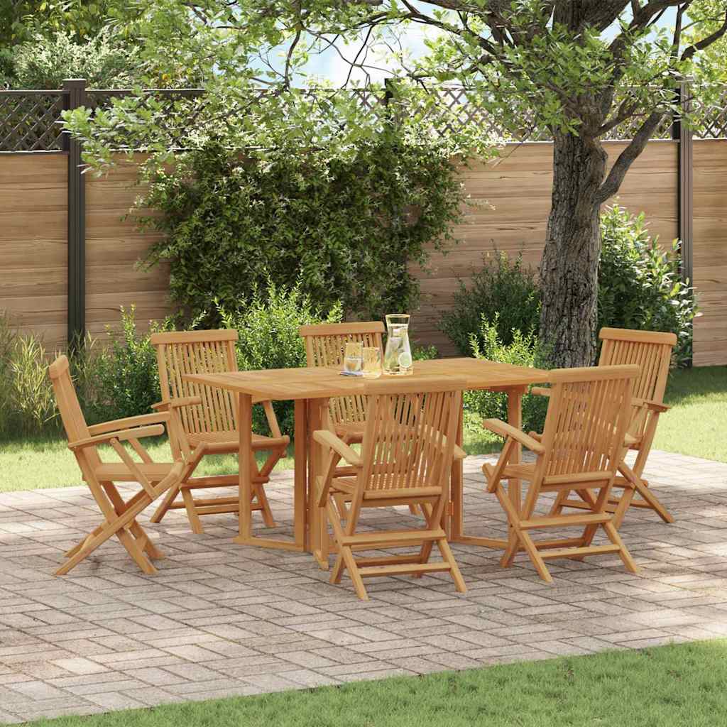 Garden Dining Set 7 pcs Brown 150 x 90 x 75 cm Solid Teak wood