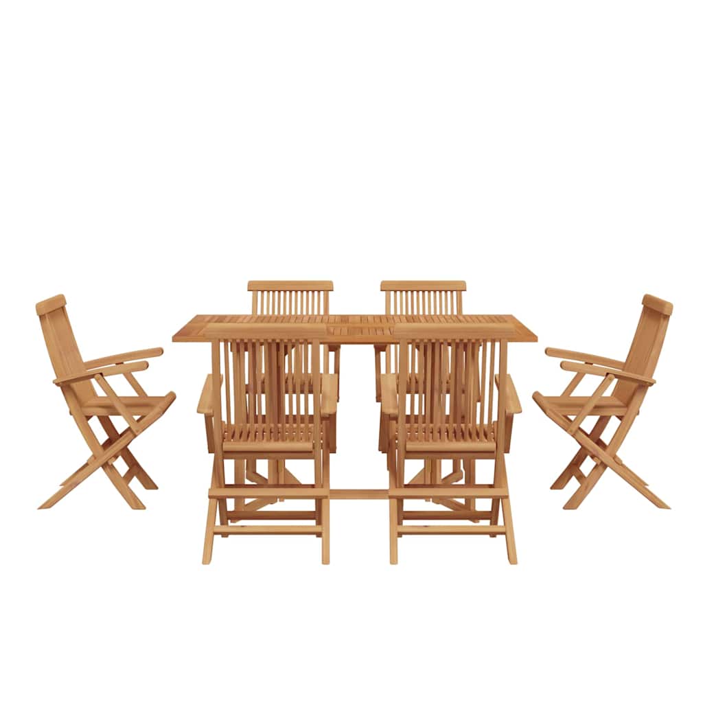 Garden Dining Set 7 pcs Brown 150 x 90 x 75 cm Solid Teak wood