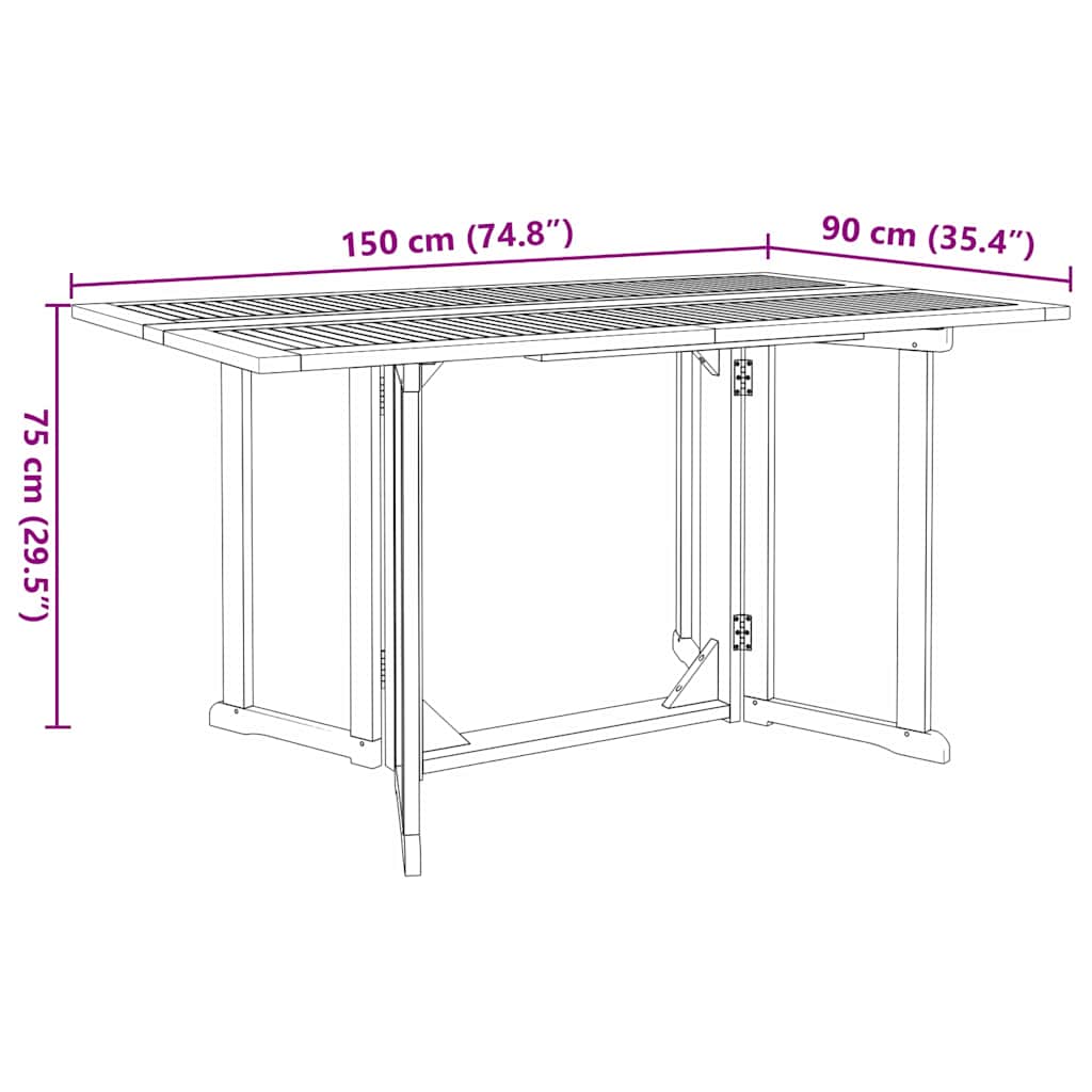Garden Dining Set 7 pcs Brown 150 x 90 x 75 cm Solid Teak wood