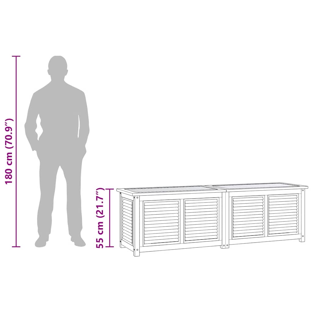 Garden Storage Box with Bag 175x50x55 cm Solid Wood Teak