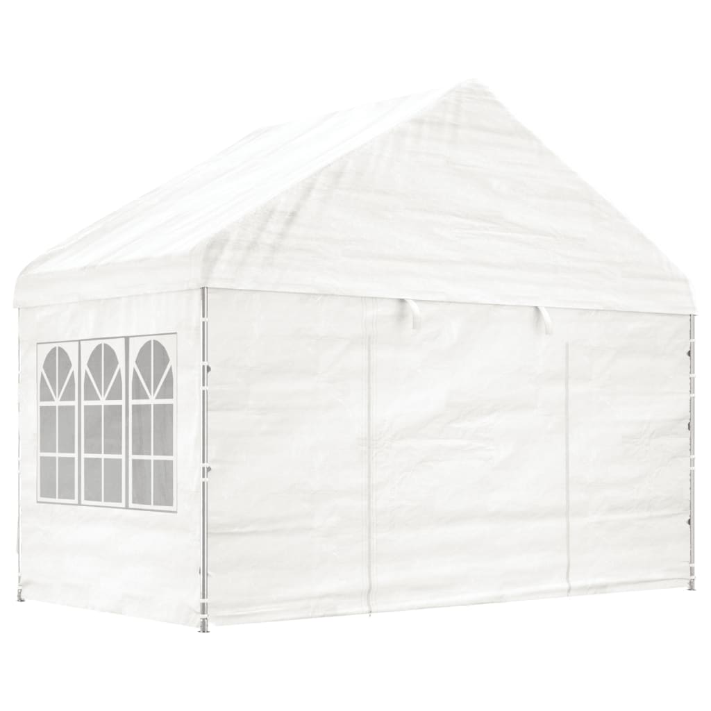 Gazebo with Roof White 4.46x4.08x3.22 m Polyethylene