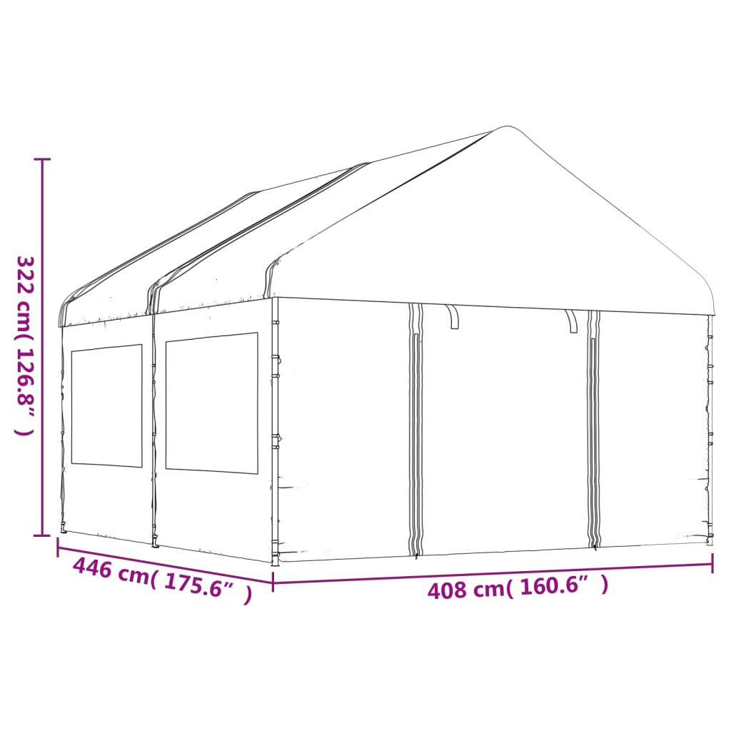 Gazebo with Roof White 4.46x4.08x3.22 m Polyethylene