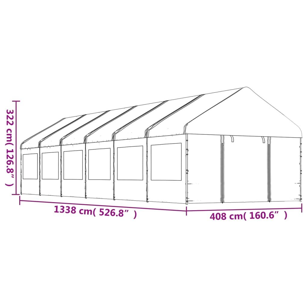 Gazebo with Roof White 13.38x4.08x3.22 m Polyethylene