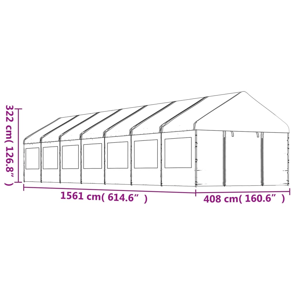 Gazebo with Roof White 15.61x4.08x3.22 m Polyethylene