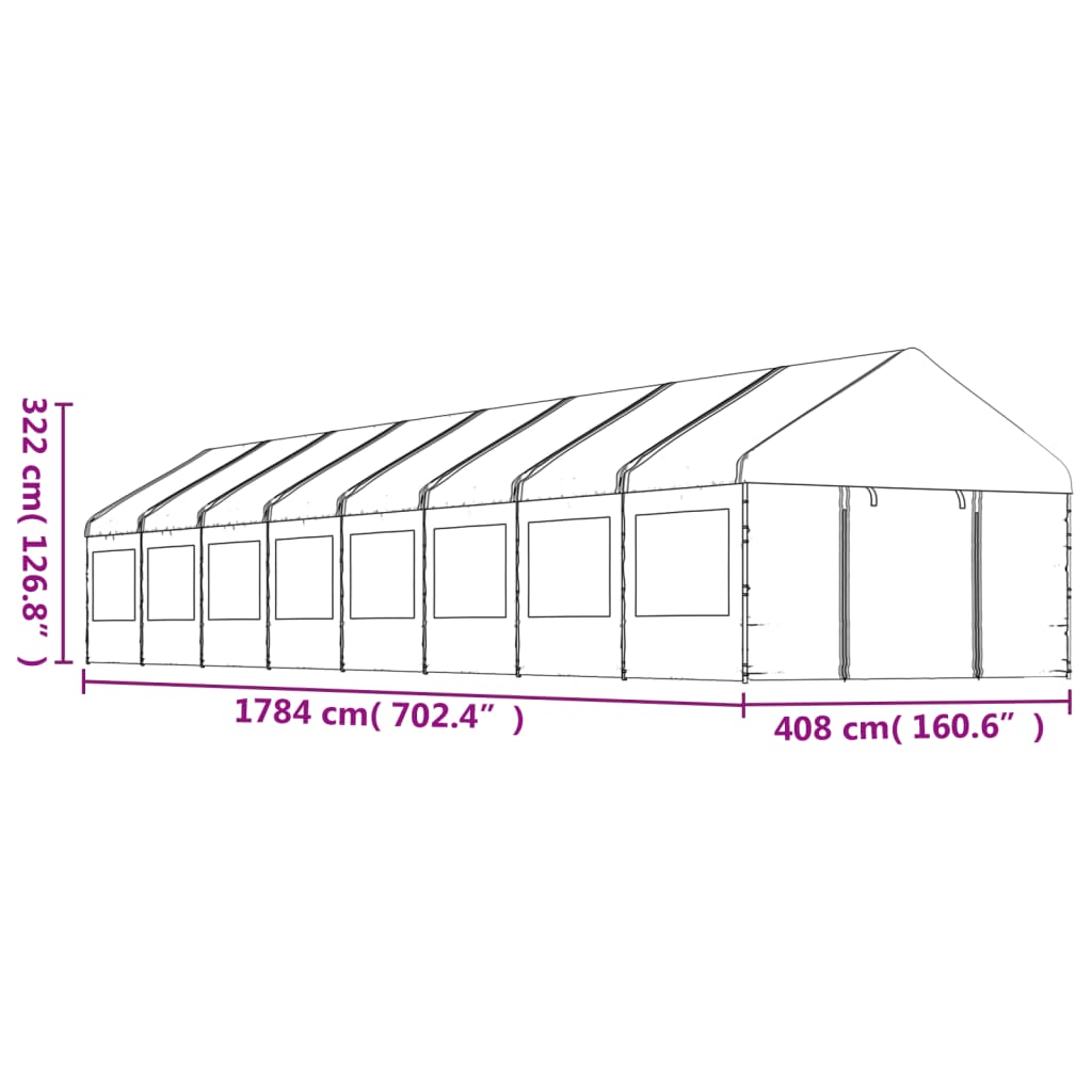 Gazebo with Roof White 17.84x4.08x3.22 m Polyethylene