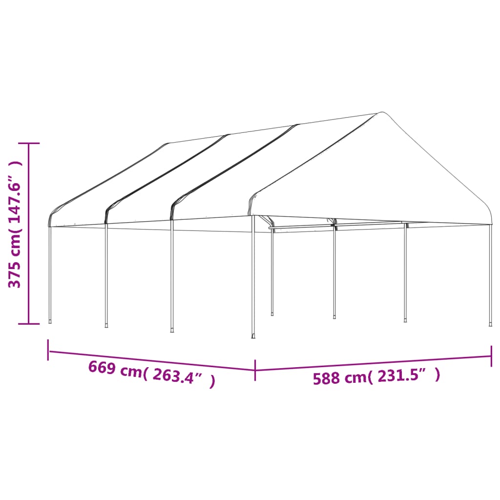 Gazebo with Roof White 6.69x5.88x3.75 m Polyethylene