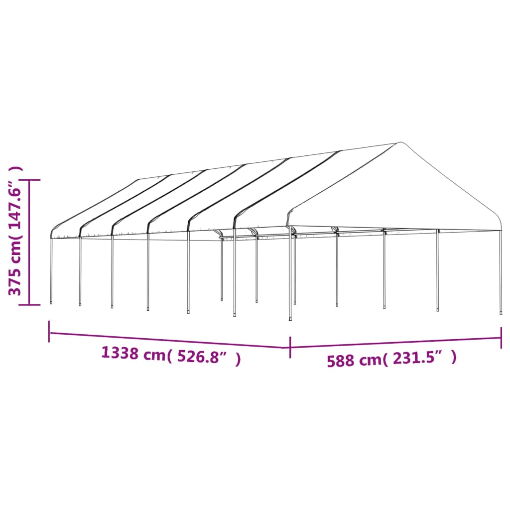 Gazebo with Roof White 13.38x5.88x3.75 m Polyethylene