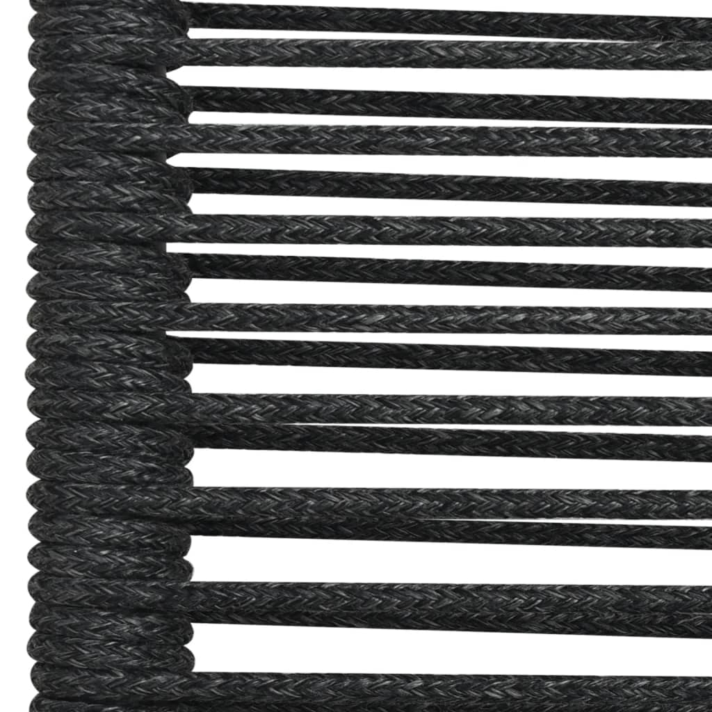 5 Piece Garden Dining Set Black Cotton Rope and Steel