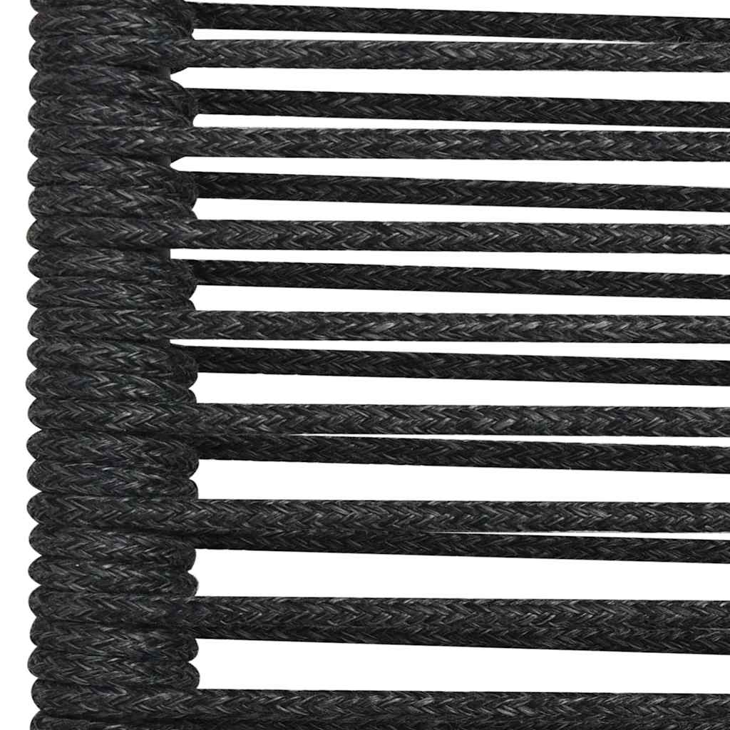 5 Piece Garden Dining Set Black Cotton Rope and Steel