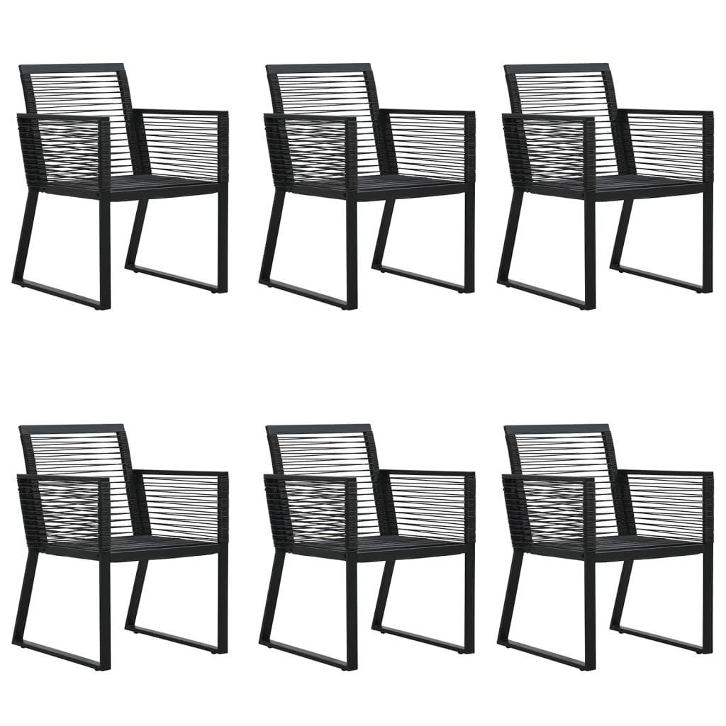 7 Piece Garden Dining Set Black PVC Rattan