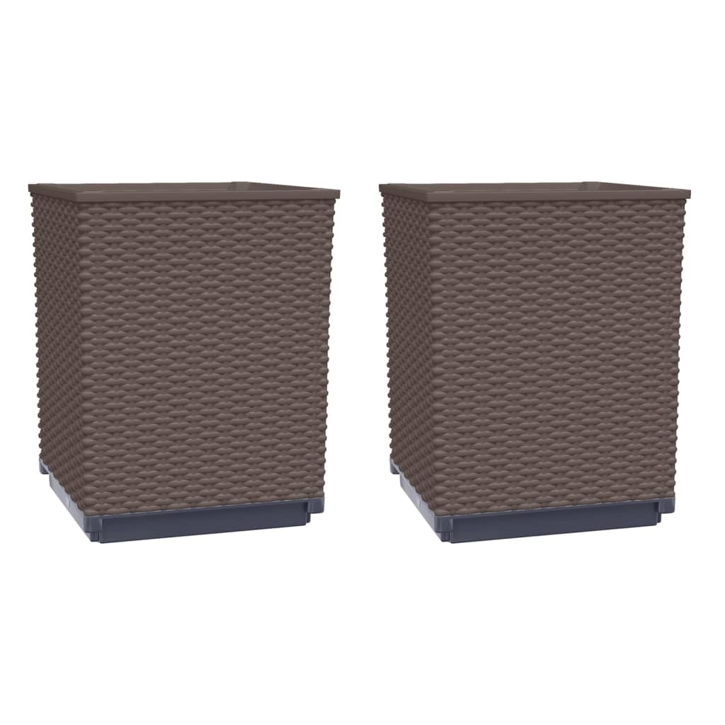 Planters 2 pcs Brown 30x30x37 cm Polypropylene