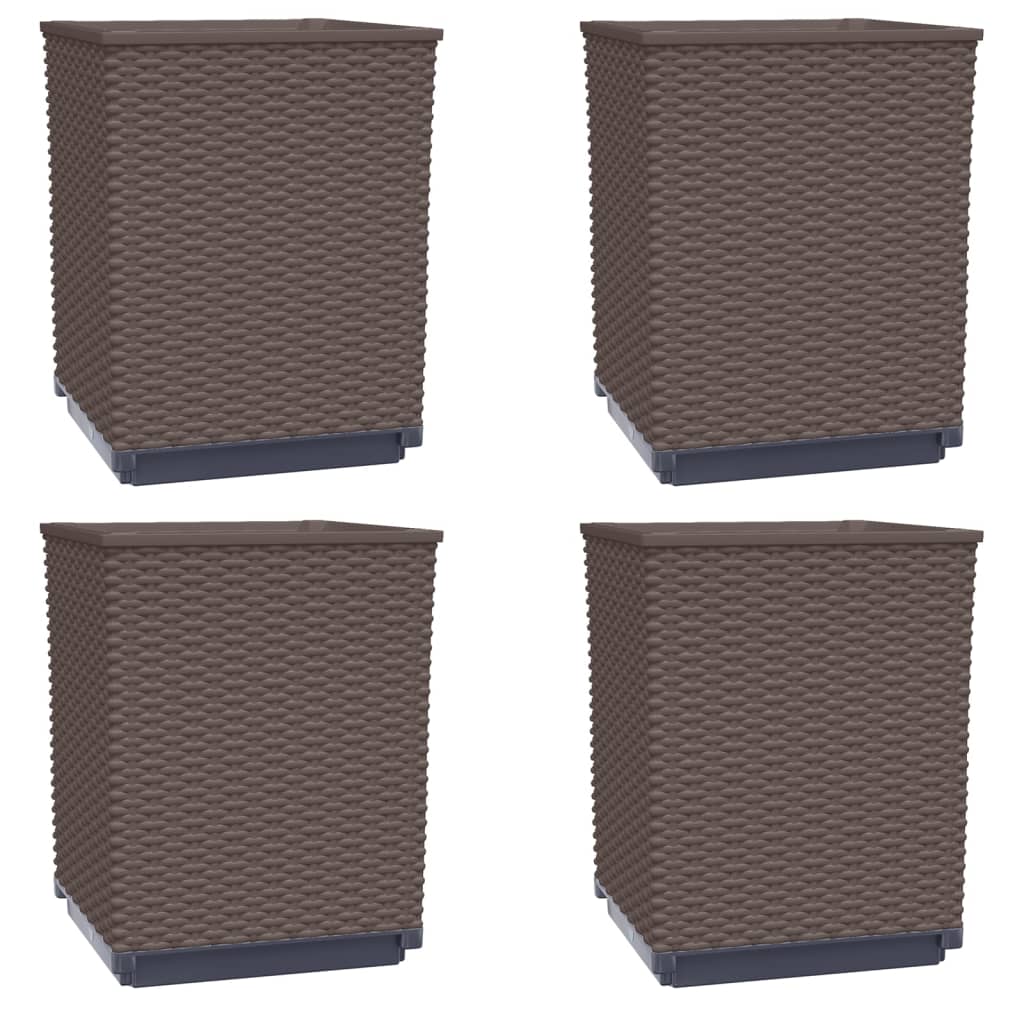 Planters 4 pcs Brown 30x30x37 cm Polypropylene