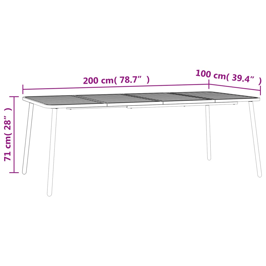Garden Table Anthracite 200x100x71 cm Steel