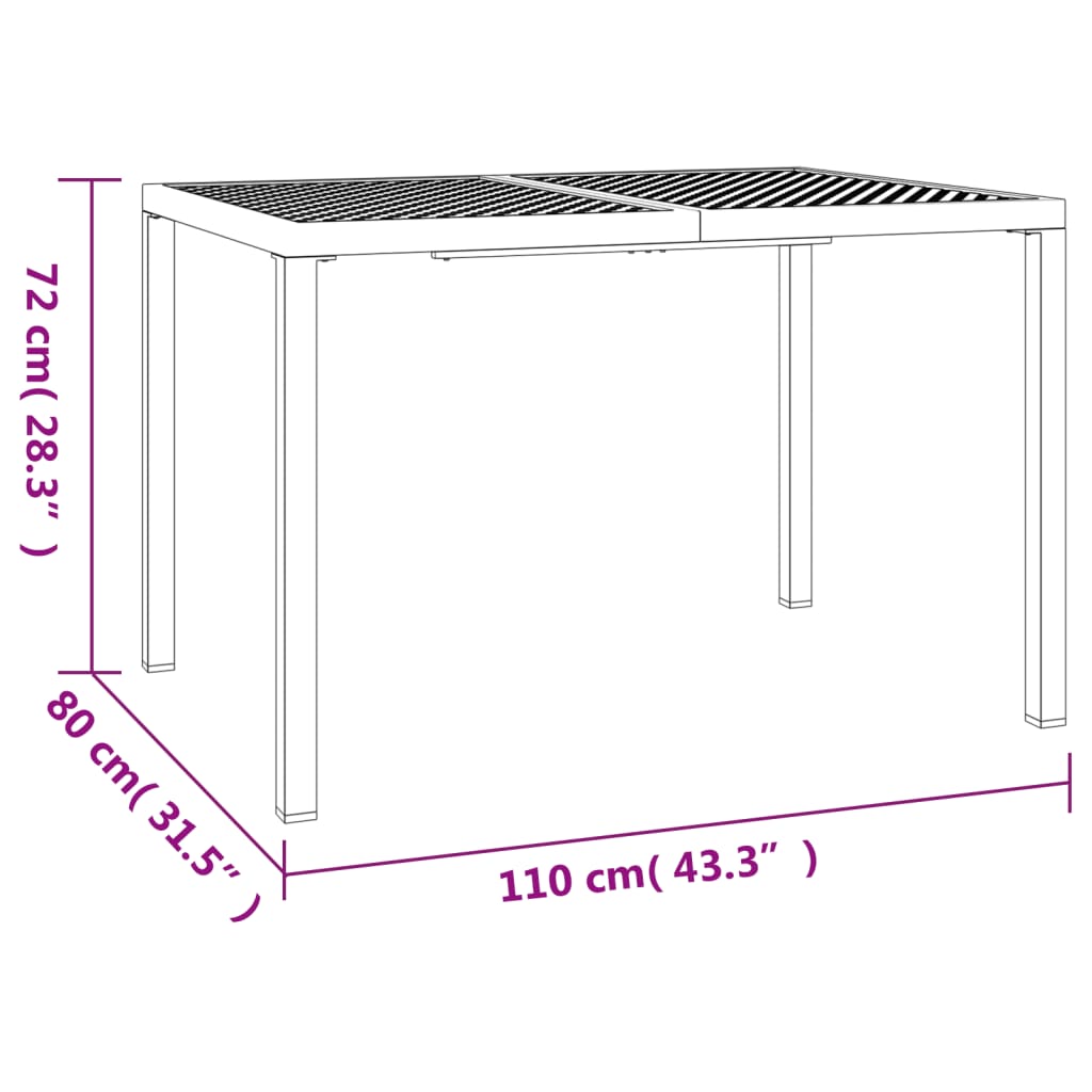 Garden Table Anthracite 110x80x72 cm Steel