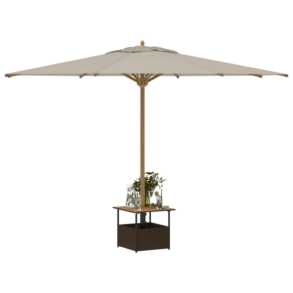 Garden Table with Parasol Hole Brown 55x55x46.5 cm Poly Rattan