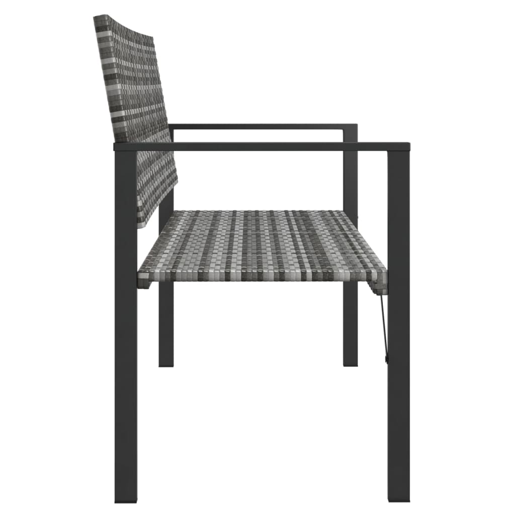 2-Seater Garden Bench Grey Poly Rattan