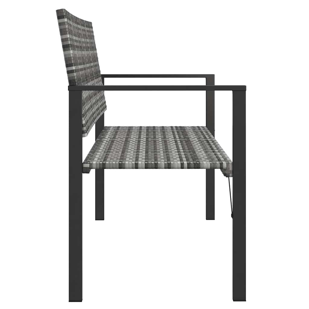 2-Seater Garden Bench Grey Poly Rattan
