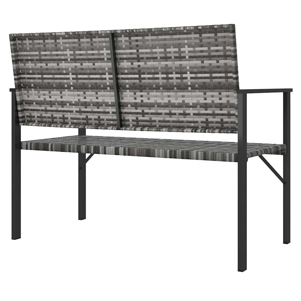 2-Seater Garden Bench Grey Poly Rattan