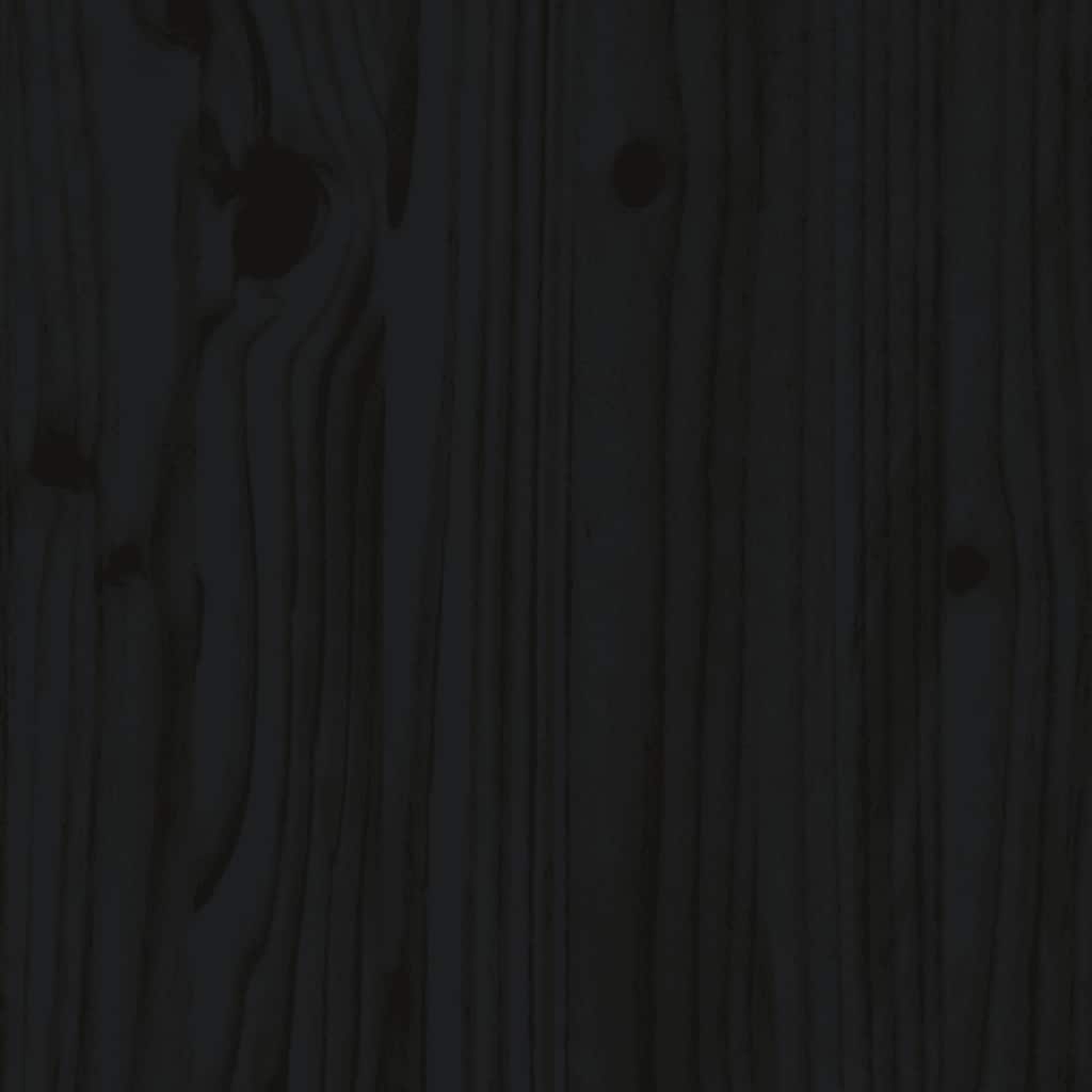 Middle Sofa with Cushions Black Solid Wood Pine