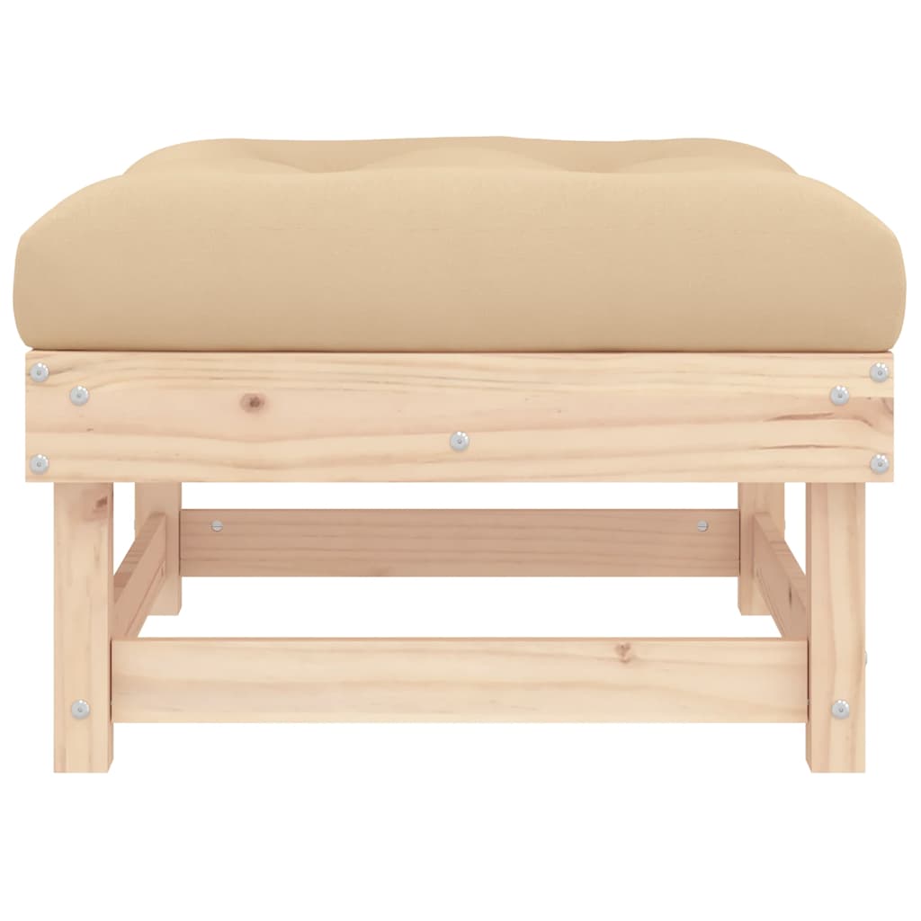 Garden Footstool with Cushion Solid Wood Pine