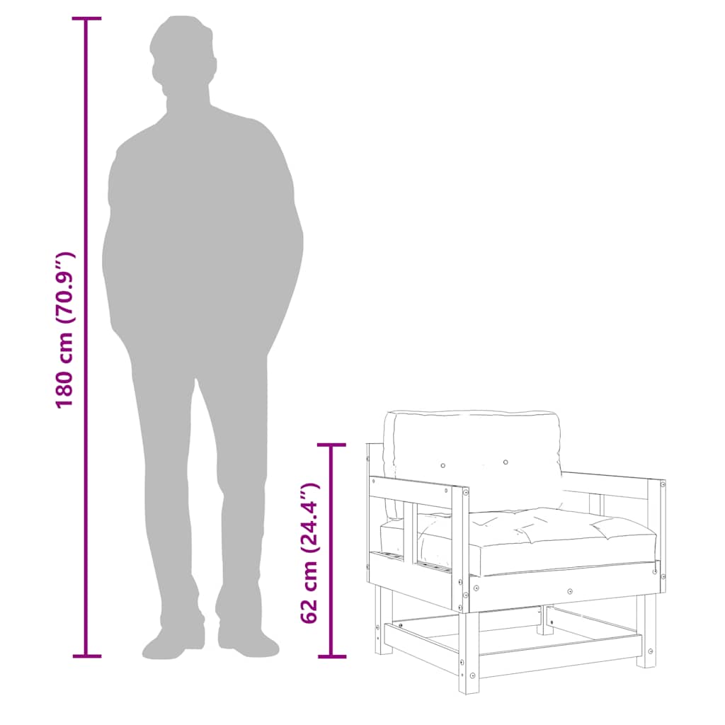 Garden Chairs with Cushions 2 pcs Solid Wood Pine