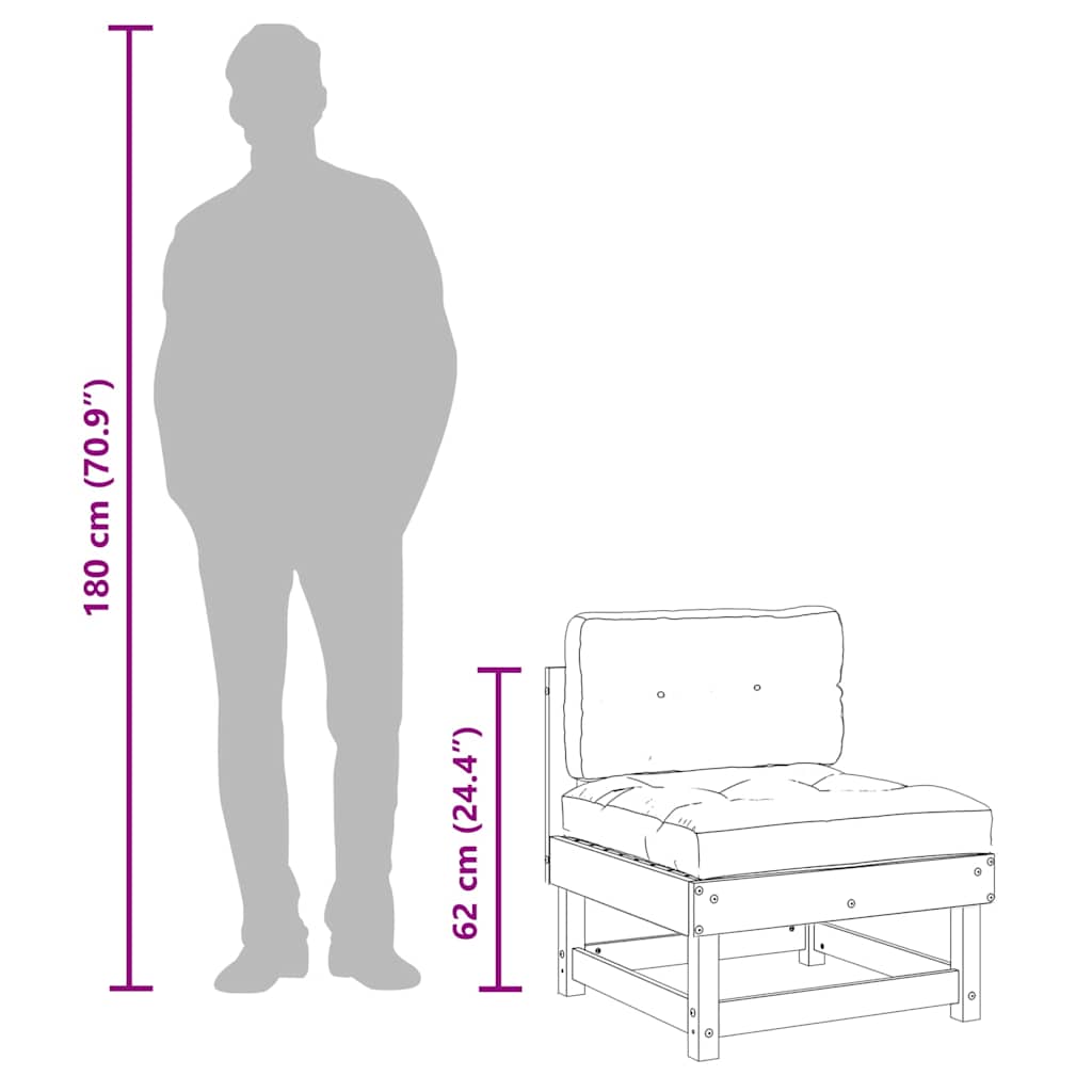 Middle Sofas with Cushions 2 pcs Grey Solid Wood Pine