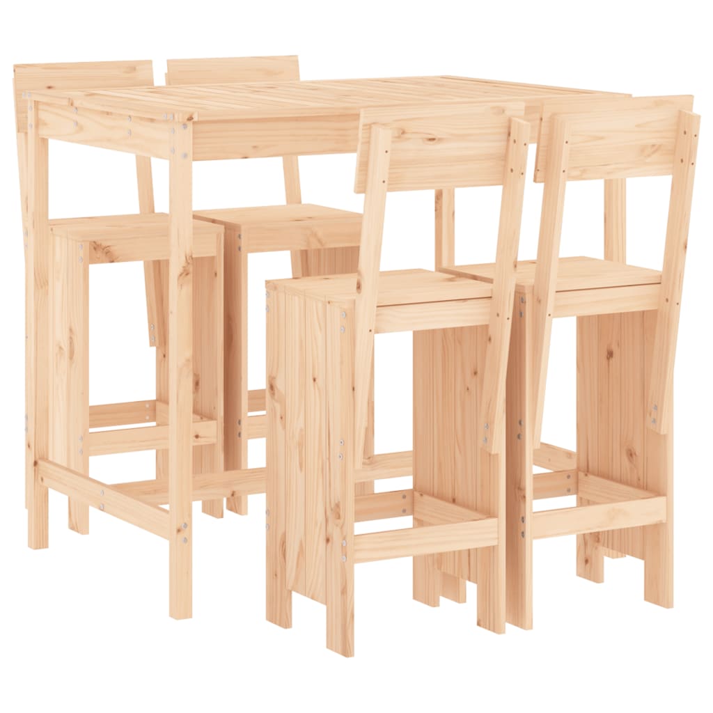 5 Piece Garden Bar Set Solid Wood Pine