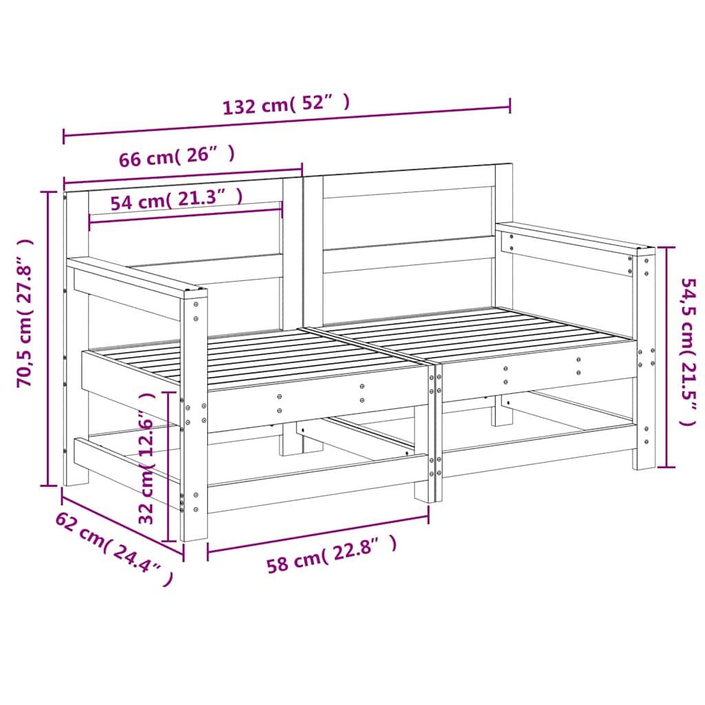 Garden Corner Sofas 2 pcs Solid Wood Douglas